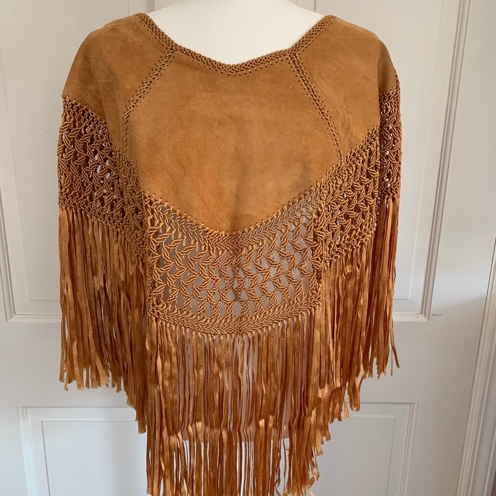 SUEDE AND CROCHET PONCHO